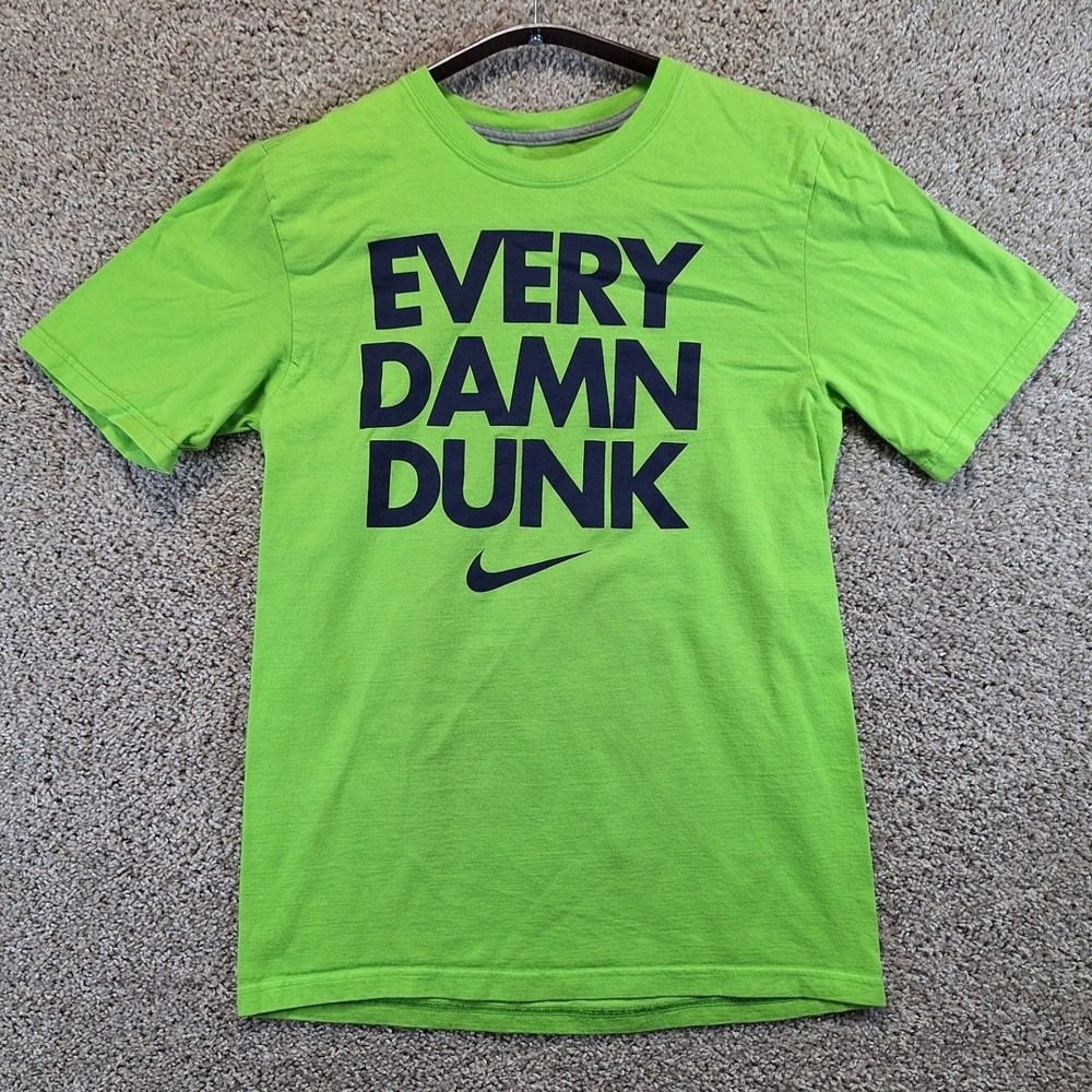 Nike T Shirt Mens S Green Every Damn Dunk Graphic Swoosh Cotton Athletic Gym Tee